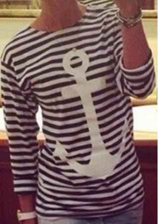 Striped Anchor Printed T-Shirt
