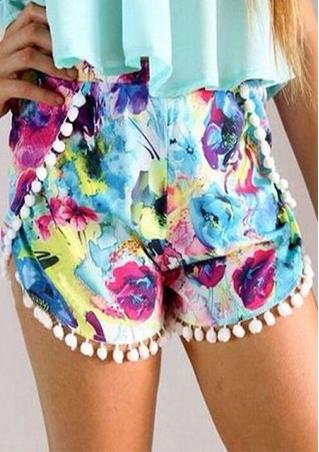 High Waist Floral Print Shorts