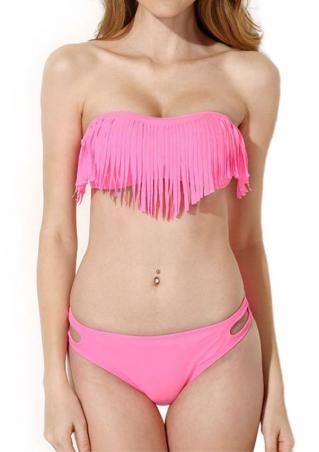 Tassels Strapless Bikini Set