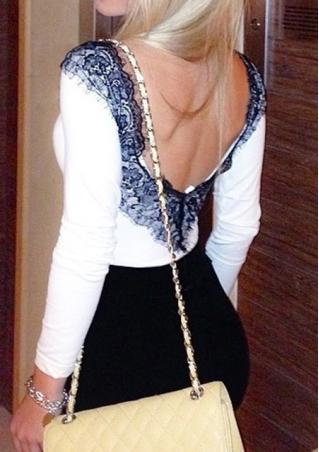 Long Sleeves Backless Solid Blouse