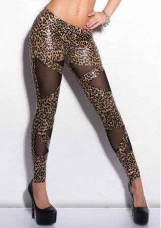 One Size Leopard Print Stretchy Mesh Leggings