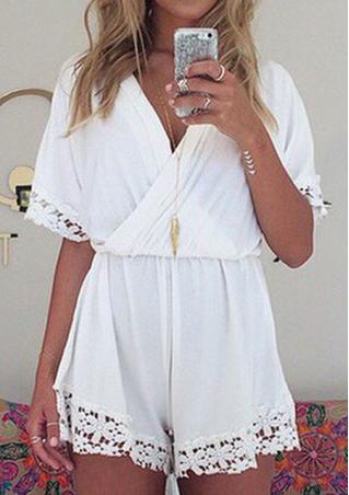 V Neck Chiffon Lace Romper