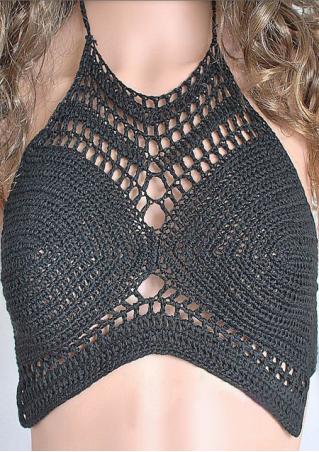 One Size Halter Neck Crochet Crop Top