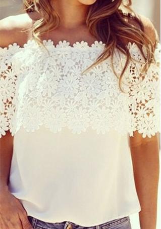 Off The Shoulder Lace Spliced Blouse