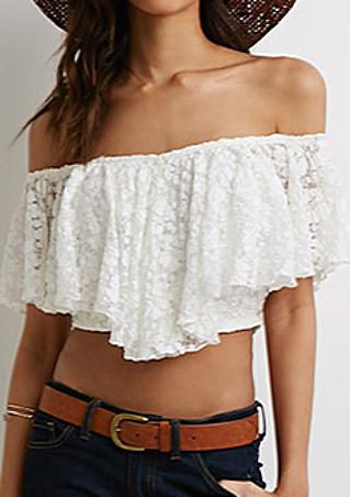 One Size Off The Shoulder Lace Crop Top