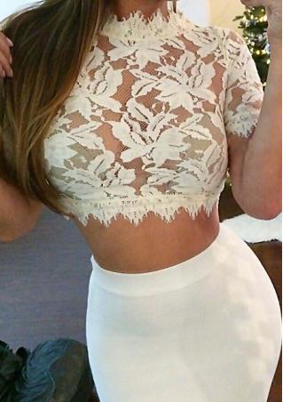 Lace Slim See-Though Crop Top