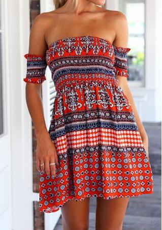 Off Shoulder Gypsy Print Dress