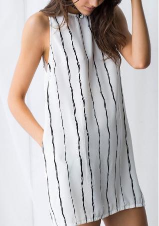 Sleeveless Vertical Stripes Shift Dress