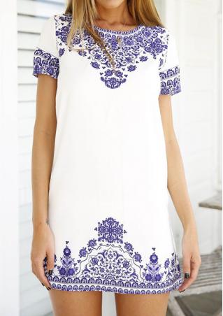 Porcelain Print Shift Dress