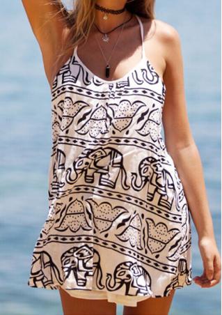 Spaghetti Strap Printed Mini Dress