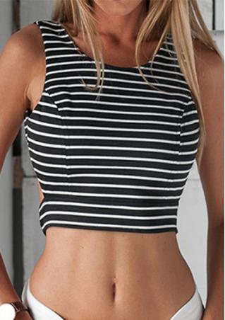 Striped Backless Crop Top