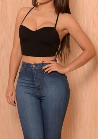 One Size Halter Backless Crop Top