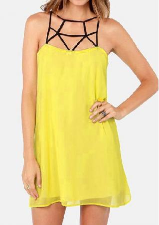 Sleeveless Chiffon Hollow Out Mini Dress