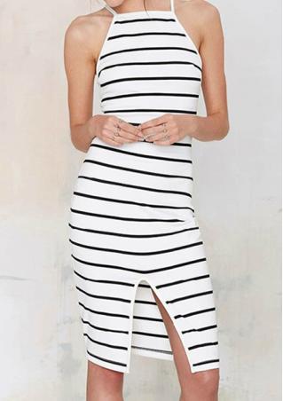 Sleeveless Striped Bodycon Dress