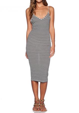 Backless Striped Bodycon Dress