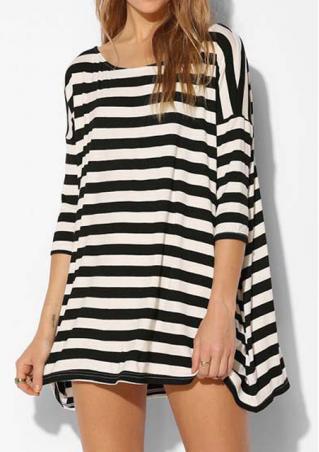 Loose Striped Mini Dress