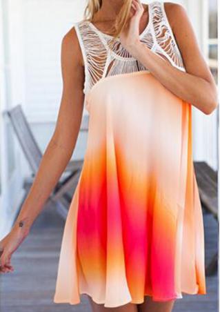 Crochet Rainbow Print Dress