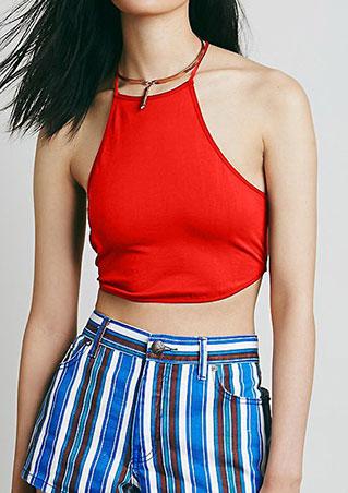 One Size Backless Strap Crop Top