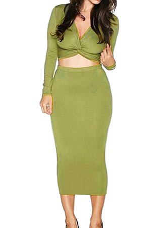 Bodycon Cross Crop Top And Skirt Outfit