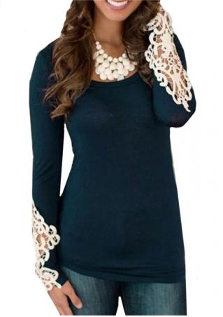Long Sleeve Round Neck Hollow Blouse