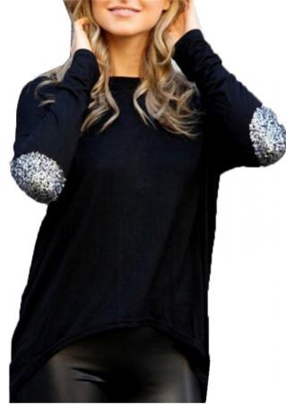 High Low Hem Sequined Blouse