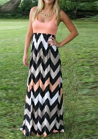 Sleeveless Striped Maxi Dress Without Necklace