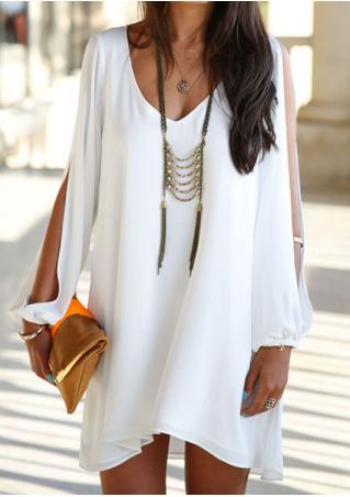 Long Sleeve Casual Chiffon Dress Without Necklace