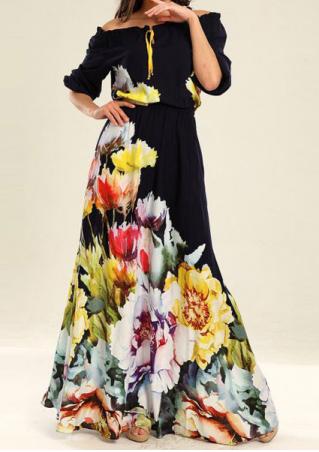 Flower Pattern Maxi Dress