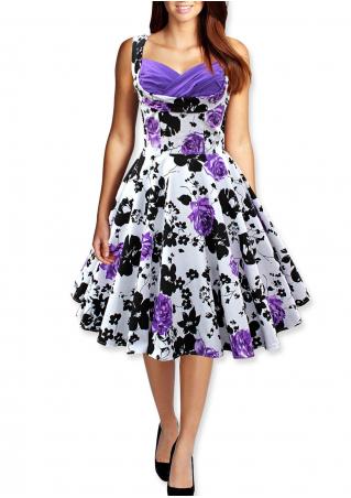 Floral Print Ball Gown Dress