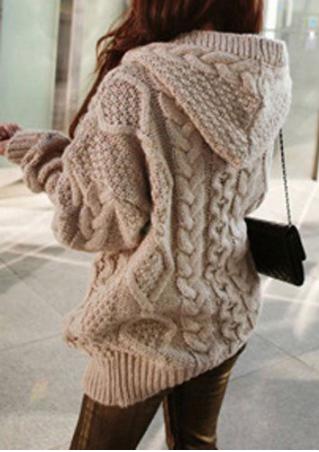 One Size Cable-Knit Hooded Cardigan