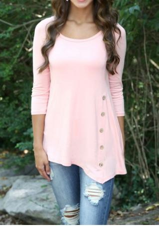 Round Neck Side Buttons Blouse