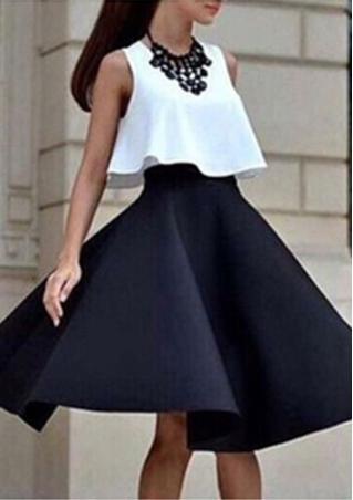 Sleeveless A-Line Top Skirt