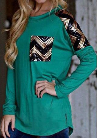 Sequin Wave Long Sleeve Blouse
