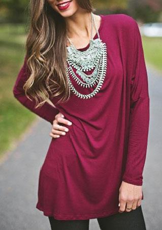 Solid Color Casual T-Shirt Without Necklace