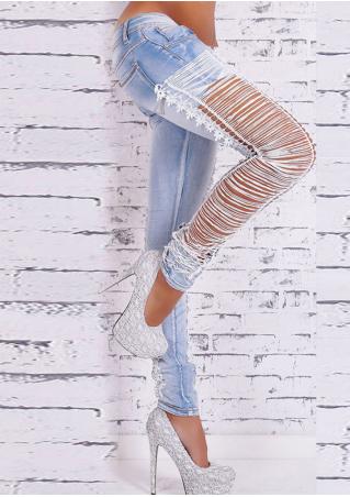 Distress Long Jeans