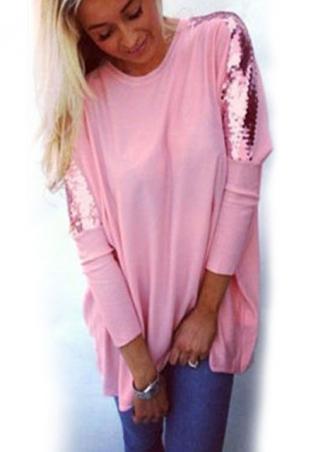 Sequin Long Sleeve Loose Blouse