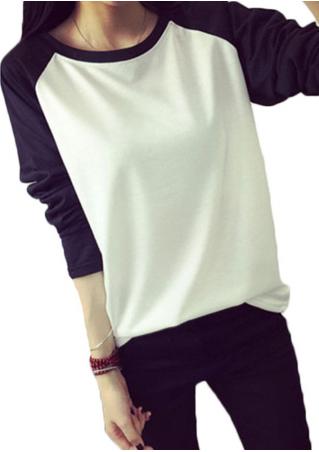 Splicing Long Sleeve Casual Pullover