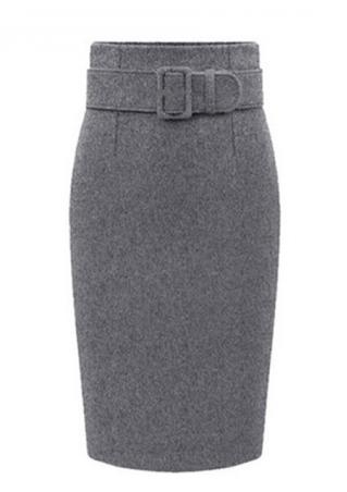Hip Package High Waist Solid Pencil Skirt