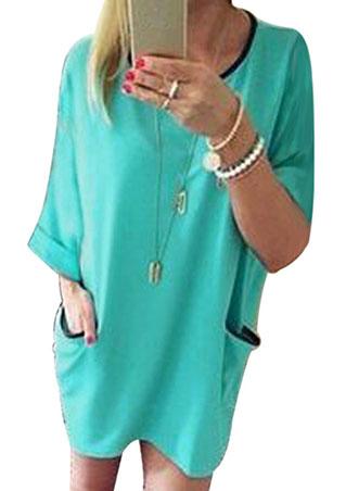 Solid Pocket Mini Casual Dress Without Necklace