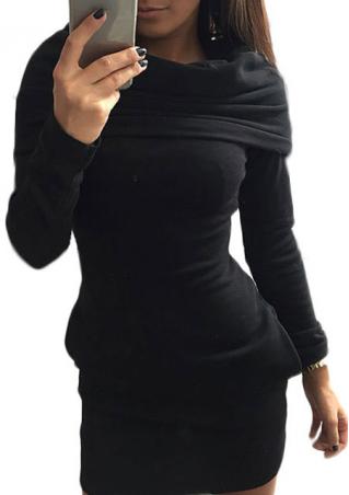 Solid Long Sleeve Hooded Mini Dress