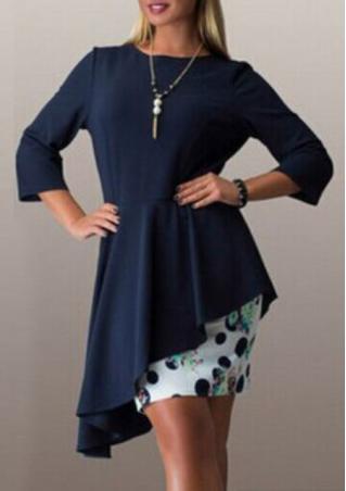 Solid Irregular Mini Dress Without Necklace
