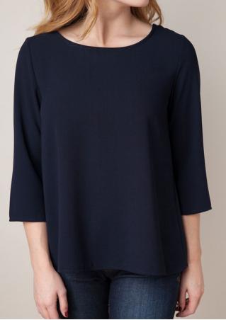 Hollow Out Back Solid Casual Loose Blouse