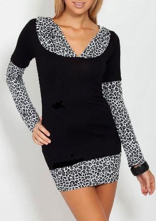 Hooded Leopard Bodycon Mini Dress
