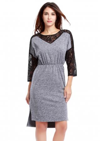 Hollow Out Lace Splicing Dress