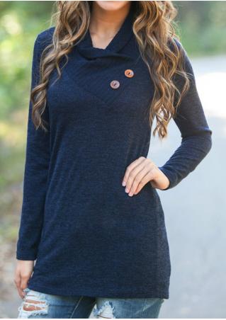 Solid Button Long Sleeve Casual Sweater