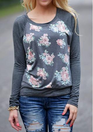 Floral Crewneck Long Sleeve Sweatshirt