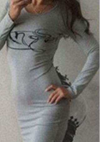 Wing Printed Split Long Bodycon Dress Without Necklace