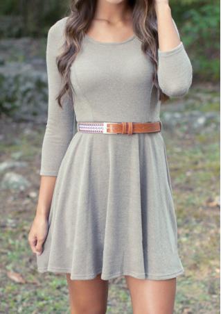 Solid Pleated  Mini Dress Without Belt