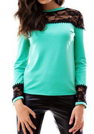 Lace Splicing Casual Long Sleeve T-Shirt