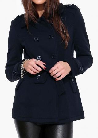 Double-Breasted Solid Belt Coat